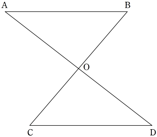 三角形OABとODCの合同や相似を考えるための図